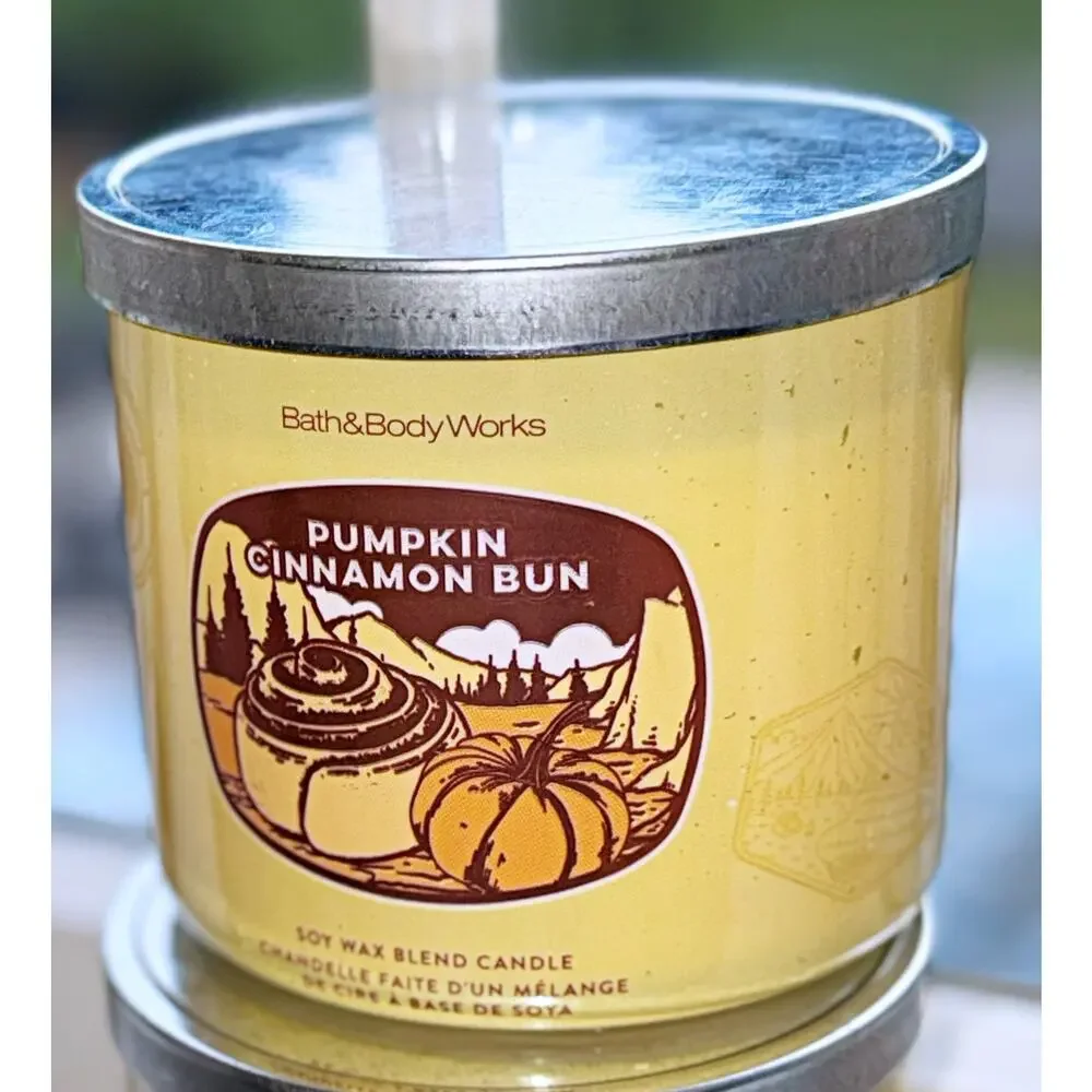 Lot of 2 Bath & Body Works Pumpkin Cinnamon Bun Large 3-Wick Candle 14.5oz